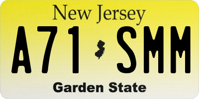 NJ license plate A71SMM