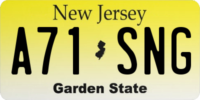 NJ license plate A71SNG