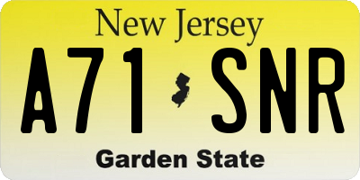 NJ license plate A71SNR