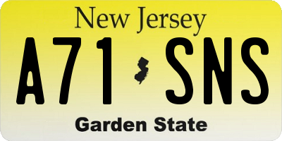 NJ license plate A71SNS
