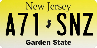 NJ license plate A71SNZ