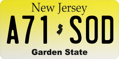 NJ license plate A71SOD