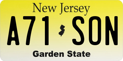 NJ license plate A71SON