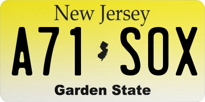 NJ license plate A71SOX