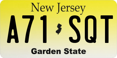 NJ license plate A71SQT