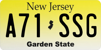 NJ license plate A71SSG