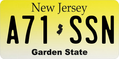 NJ license plate A71SSN