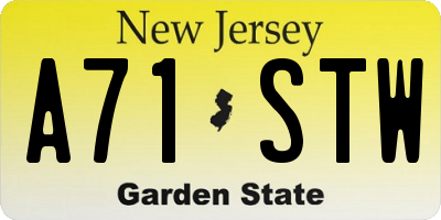 NJ license plate A71STW