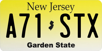NJ license plate A71STX