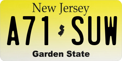 NJ license plate A71SUW