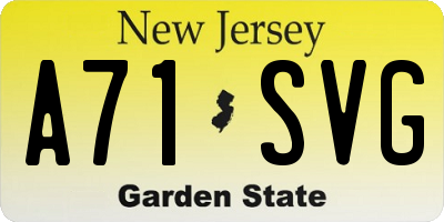 NJ license plate A71SVG