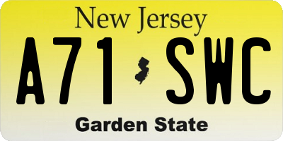 NJ license plate A71SWC