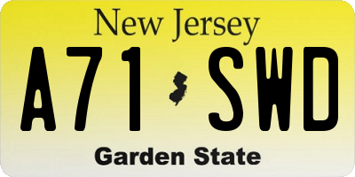 NJ license plate A71SWD
