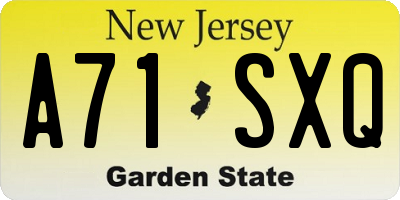 NJ license plate A71SXQ
