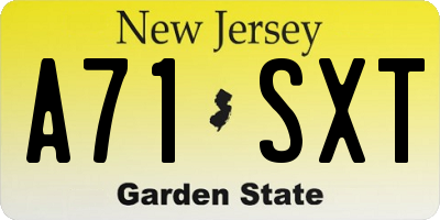 NJ license plate A71SXT