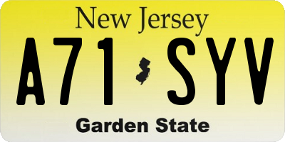 NJ license plate A71SYV