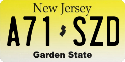 NJ license plate A71SZD