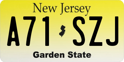 NJ license plate A71SZJ