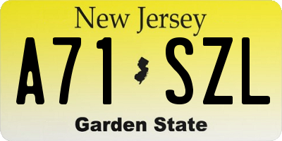 NJ license plate A71SZL
