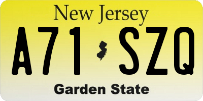 NJ license plate A71SZQ