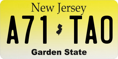 NJ license plate A71TAO