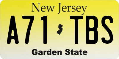 NJ license plate A71TBS
