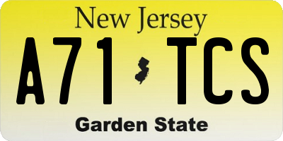 NJ license plate A71TCS