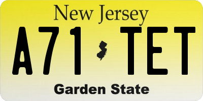 NJ license plate A71TET
