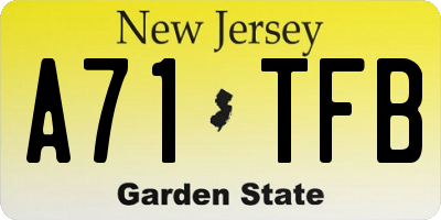 NJ license plate A71TFB