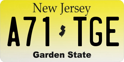 NJ license plate A71TGE