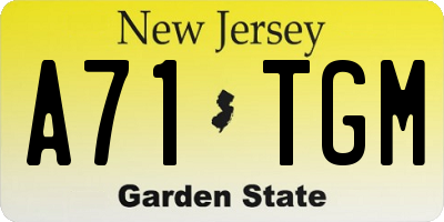 NJ license plate A71TGM