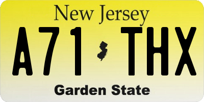 NJ license plate A71THX