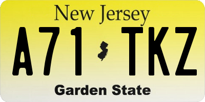 NJ license plate A71TKZ