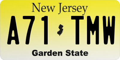 NJ license plate A71TMW