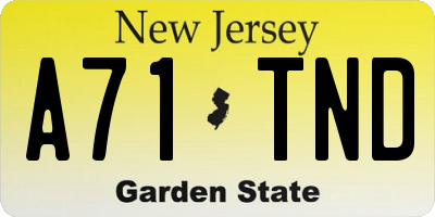 NJ license plate A71TND