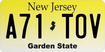 NJ license plate A71TOV