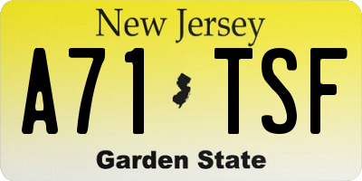 NJ license plate A71TSF