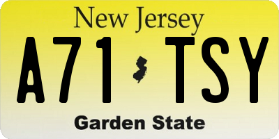 NJ license plate A71TSY