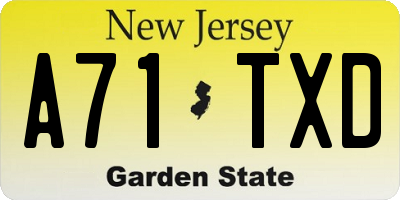 NJ license plate A71TXD