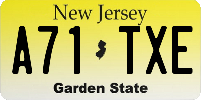 NJ license plate A71TXE