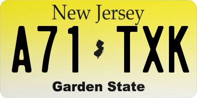 NJ license plate A71TXK