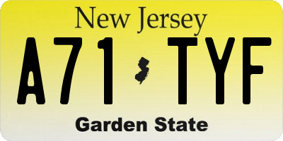 NJ license plate A71TYF