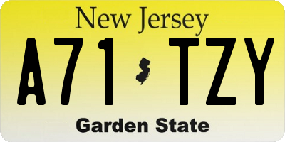 NJ license plate A71TZY