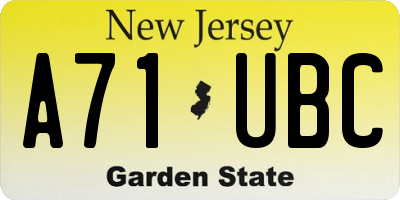 NJ license plate A71UBC