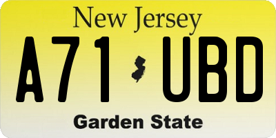 NJ license plate A71UBD