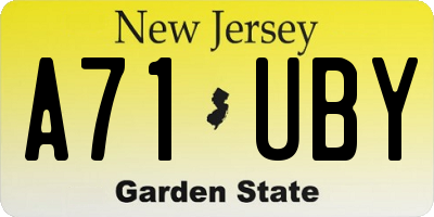 NJ license plate A71UBY