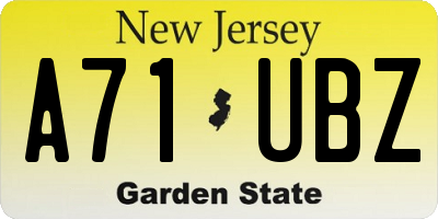 NJ license plate A71UBZ