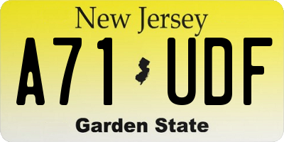 NJ license plate A71UDF