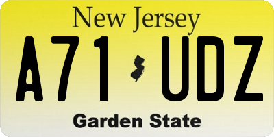 NJ license plate A71UDZ