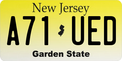 NJ license plate A71UED
